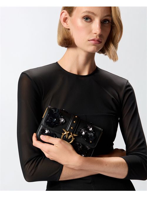 Borsa a spalla Baby Love Bag Slouchy in pelle con fiori gioiello PINKO | 105353A2WG/Z99Q